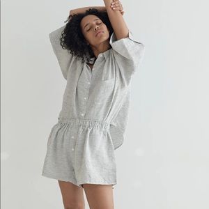 Deiji Studios Linen Set in Pinstripe